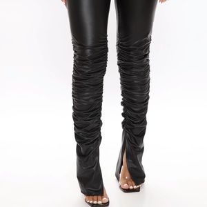 Fashions Nova Black Stacked Faux Leather Pants